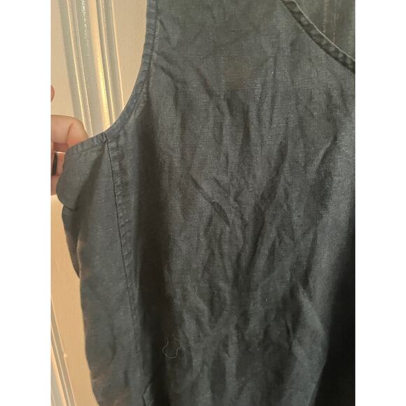 J. Jill pure jill linen asymmetric sleeveless  black midi dress size large - Picture 4 of 8
